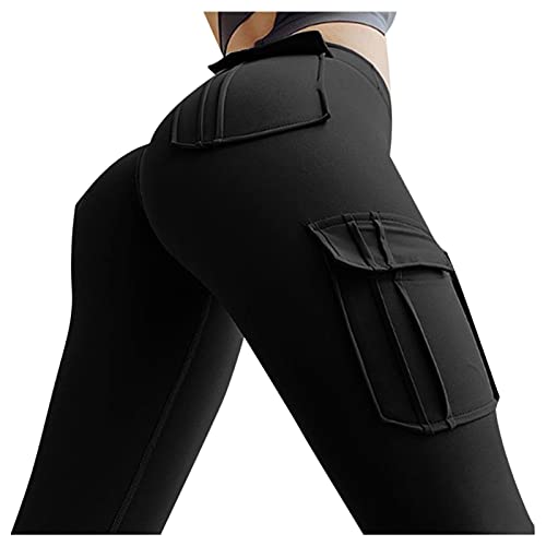 Hanraz Slim Fit Hohe Taille Lange Geschnittene Für Yoga Jogginghose Hosentaschen Freizeithose Po Push Up Booty Leggings (as3, Alpha, xx_l, Regular, Regular, Schwarz) von Hanraz