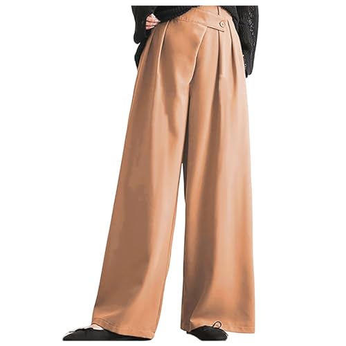 Hanraz Marlenehose Damen, Weite Hose Damen: Asymmetrische Anzughose Mit Unregelmäßigem Design Modische Freizeithose & Bürohose Gerader Schnitt Weite Beinweite Y2K-Stil Bequeme Sommerhose von Hanraz
