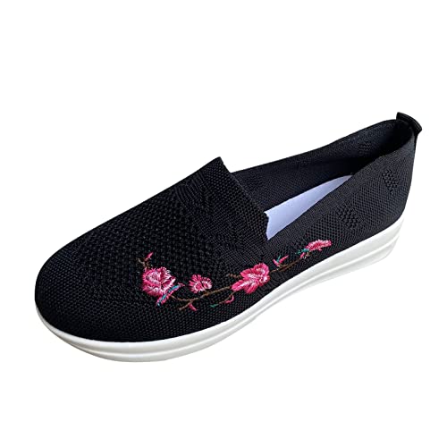 Hanraz Slip on Sneakers Damen Ballerinas, Stricken Ballerinas Schuhe Komfortable Strick Ballerinas Damen Weit Schuhe Damen Sommer Bequem Sportschuhe Sommerschuhe von Hanraz