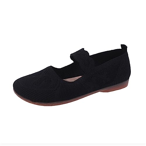 Hanraz Slip on Sneakers Damen Ballerinas Sportlich Sportschuhe Klassische Ballerinas Schuhe Mädchen Balerinaschuhe Damen Elegant Schwarz Sommer Ballerinas Schuhe Stoffballerinas von Hanraz