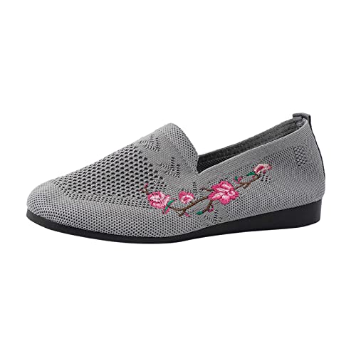 Hanraz Stoff Ballerina Damen: rutschfest Freizeitschuhe Bequem Damenschuhe Sneaker Strick Ballerinas Damen Weit Komfortable Flache Schuhe Balerinaschuhe von Hanraz