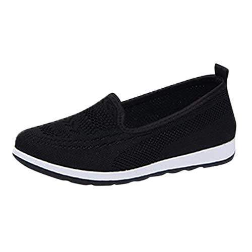 Hanraz Strick Ballerinas Damen Klassische Sommerschuhe Flat Ballerinas Schwarz Strick Flache Schuhe Für Damen Elegant Eleganter Balerinaschuhe Freizeitschuhe von Hanraz