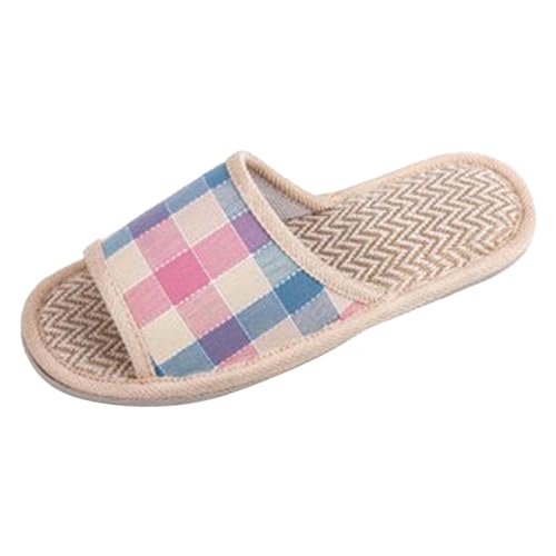 Hanraz Women's Slippers, Hausschuhe Damen Sommer Leinen Slip on Outdoor Sommerschuhe Damenhausschuhe Atmungsaktiv Wolkenschuhe Strandschuhe Bequem Fussbett Unisex Größe Filzhausschuhe von Hanraz
