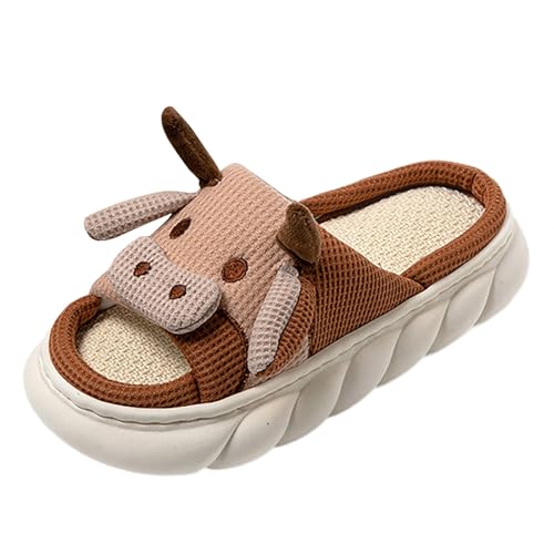 Hausschuhe Damen Sommer, Hausschuhe Damen Sommer Leinen Leichte Fussbett Slippers Gästehausschuhe Outdoor Strandschuhe Wolkenschuhe Atmungsaktiv Unisex Slip on Offene Sandalen von Hanraz
