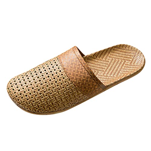 Hausschuhe Sommer Damen, Hausschuhe Damen Sommer Leinen Größe Atmungsaktiv Sandalen Gästehausschuhe Outdoor Slippers Wolkenschuhe Offene Bequem rutschfest Fussbett Strandschuhe von Hanraz