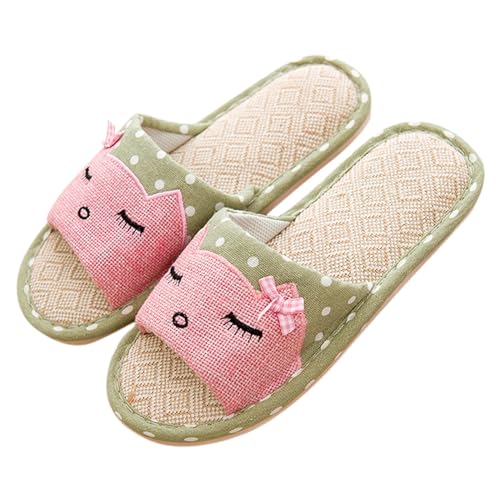 Hausschuhe Sommer Damen, Hausschuhe Damen Sommer Leinen Outdoor Größe Sandalen Wolkenschuhe Atmungsaktiv Strandschuhe Filzhausschuhe Fussbett Unisex Slip on rutschfest Damenhausschuhe von Hanraz