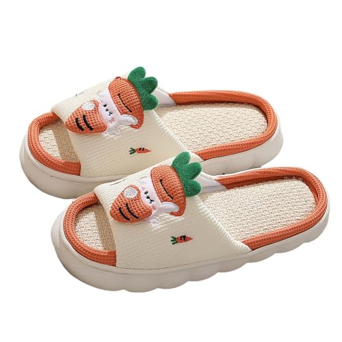 Hausschuhe Sommer Damen, Leinen Hausschuhe Damen Sommer Offene Größe Slippers Sandalen Outdoor Filzhausschuhe Schlappen Leichte Slip on Atmungsaktiv rutschfest Gästehausschuhe von Hanraz