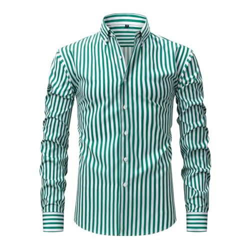 Hemd Herren Langarm, Hemd Gestreift Herren Business Bügelfrei Mit Knöpfen Sommerhemd Regular Fit Casual Herrenhemd Basic Freizeit Sommer Oberhemden Freizeithemden Blau,XL von Hanraz