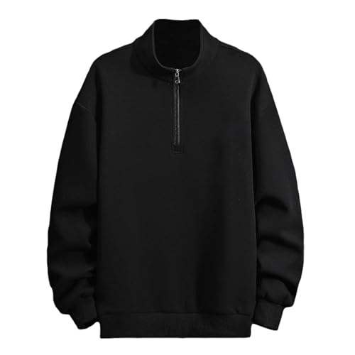 Herren Jacke Herbst, Half Zip Pullover Herren Stehkragen Basic Midlayer Fleecepullover Pullover Dünne leicht Casual Fleecejacke Sweatshirt Freizeit Klassischer Langarmshirt von Hanraz