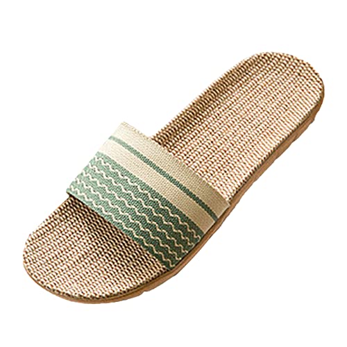 House Slippers Women, Hausschuhe Damen Sommer Leinen rutschfest Fussbett Sommerschuhe Sandalen Unisex Slippers Filzhausschuhe Größe Atmungsaktiv Slip On Offene Damenhausschuhe von Hanraz