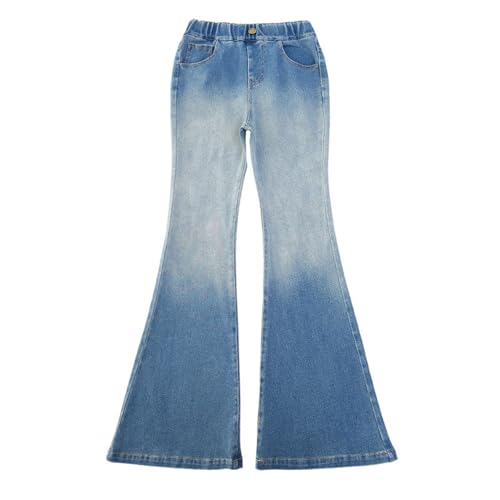 Jeans Mädchen 146, Baggy Weites Bein Gummibund Outdoorhose Schlaghose Jogginghose Mit Stickereien Wide Leg Damenjeans 3-15 Jahre von Hanraz