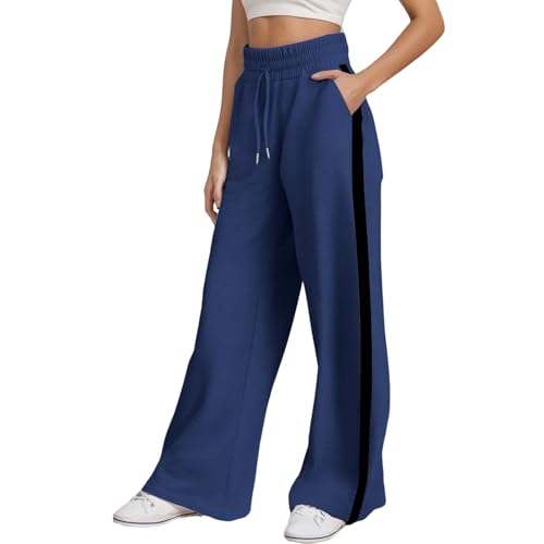 Jogging Hose Damen lang, Jogginghose Damen Baggy Weites Bein Schlupfhose Trainingshose Basic Freizeit Haushose Sporthosen Große Größen Y2k Stoffhose Für Activewear Und Alltag von Hanraz