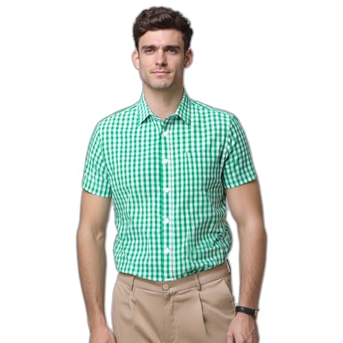 Kariertes Hemd Herren, Trachtenhemd Herren Oktoberfest Outfit Oktoberfesthemd Stehkragen Trachten Karohemd Button Down Business Leichtes Sommerhemd- Grün Blau Rot Schwarz Kariertes Hemd von Hanraz