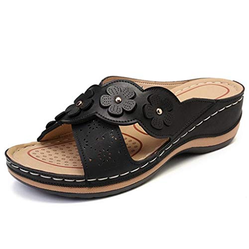 Open Toe Frauen rutschfest Bohemia T-Riemen Frauen Sandalen Frauen Keilschuhe flache Perlen Slide Sandal mit Absatz von Hanraz