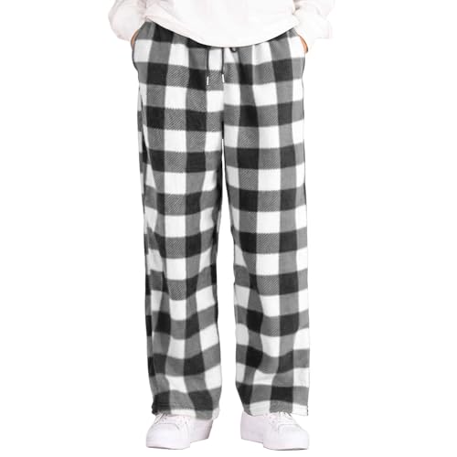 Pijamas Herren, Schlafanzughose Herren Lang Kariert Pyjama Hose(Mit Bündchen Dünnen Stoff, Rot/Grün/Blau Karo-Design, Weites Bein Lockere Jogging) von Hanraz