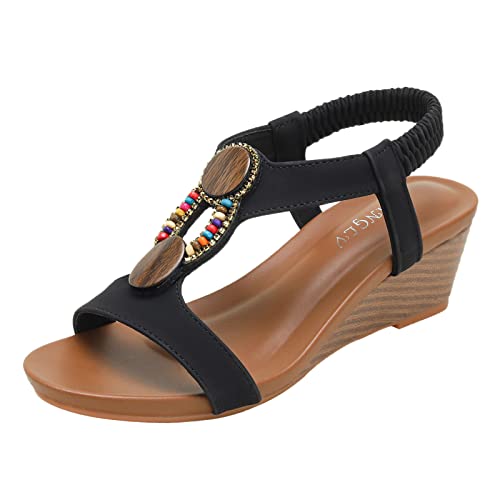 Sandalen Damen Elegant Römische Freizeit Mit Absatz Damen Klassische Sandaletten Elegant Slippers Braun Mädchen Sommerschuhe von Hanraz