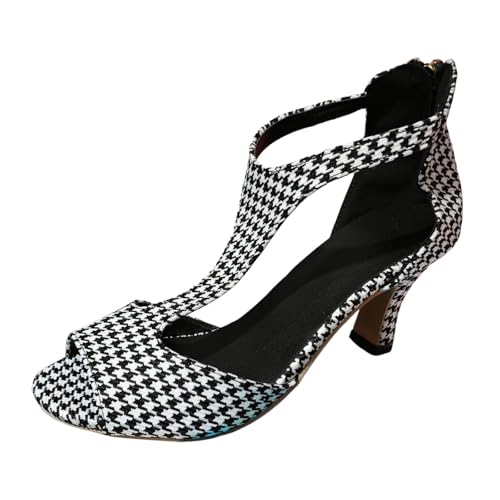 Sommerschuhe Damen Mit Absatz, Sandalen Damen Peeptoe Mit Absatz Riemchensandalen Sandalette Bequem Reißverschluss T-Riemen Sommerschuhe Absatzschuhe Sommer Hohe Sandale Sandaletten Pantoletten von Hanraz