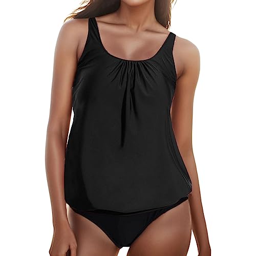 Tankini Damen Bauchweg Badeanzug Große Größen Bademode Set Push Up Tankini Oberteil mit Badeshorts Zweiteiliger Badeanzüge Sommer Strandmode Swimsuit Strand Schwimmanzug Tankini für Mollige von Hanraz