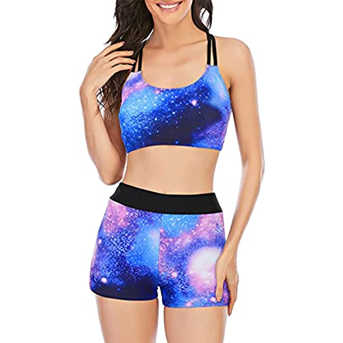 Tankini Set mit Hot Pants Einfarbig Bikini Badeanzug Badeanzug Damen bauchweg Einteiliger Badeanzug,für D bis G Tasse (12-Dark Blue, S) von Hanraz