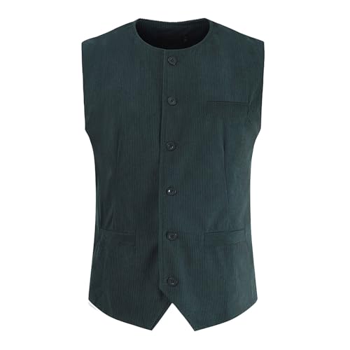 Trachten Weste - Trachtenweste Herren Stehkragen Retro Vintage Oktoberfest Outfit Weste Trachtenanzug Druckknopf Slim Fit Ärmellose Anzugweste Für Hochzeit Business,Grau von Hanraz