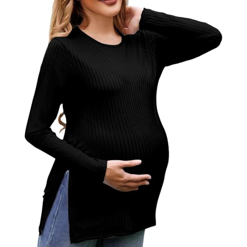 Umstandskleidung, Stilloberteile Damen Langarm Breastfeeding Basic Stilltop Stillkleidung Größen Still Tshirt Umstandsbluse Sommer Umstandsshirt Umstandsmode von Hanraz