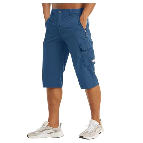 Wanderhose Herren, 3/4 Hose Herren Cargo Stretch Casual Dreiviertel Hose Cargo Shorts Kurz Mit Taschen Caprihose Baumwolle Sommer Kurze Hosen Outdoodr Sport Bermuda Shorts Sommerhose von Hanraz