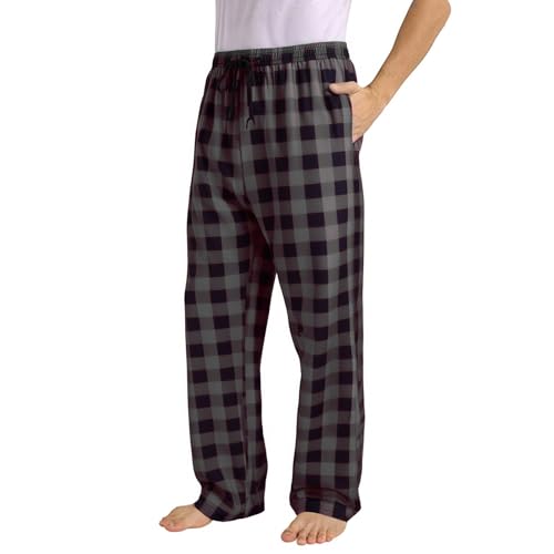 Weihnachten Herren, Schlafanzughose Herren Lang Kariert Pyjama Hose(Mit Bündchen Dünnen Stoff, Rot/Grün/Blau Karo-Design, Weites Bein Lockere Jogging) von Hanraz