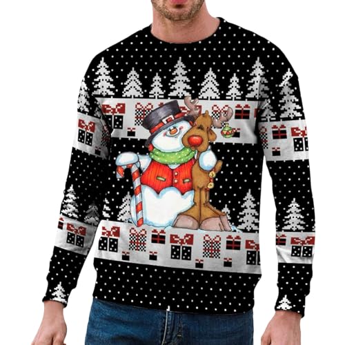 Weihnachtspullover Herren Lustig, Ugly Christmas Sweater Unisex 3D Hässliche Weihnachtspullover Weihnachtspulli Rentier Mit Rundhalsausschnit Sweatshirt Für Männer Weihnachtspulli Familie von Hanraz
