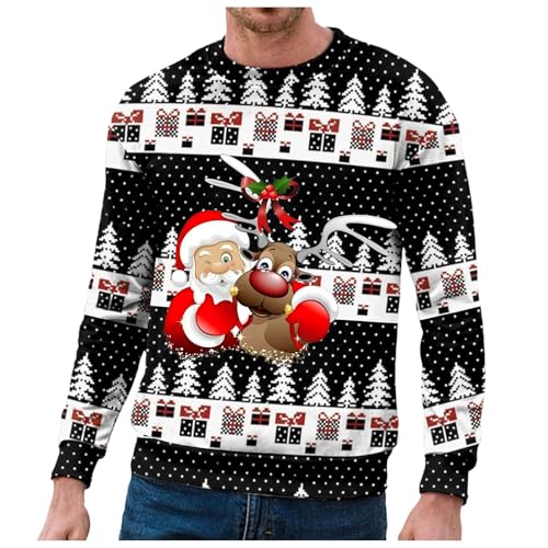 Weihnachtspullover Herren Lustig, Ugly Christmas Sweater Unisex 3D Hässliche Weihnachtspullover Weihnachtspulli Rentier Mit Rundhalsausschnit Sweatshirt Für Männer Weihnachtspulli Familie von Hanraz