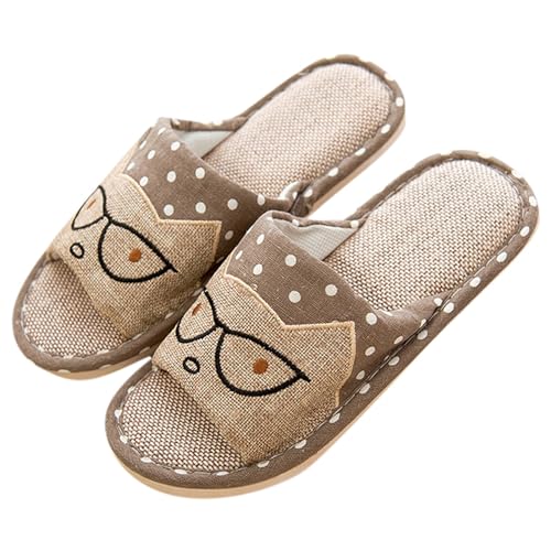 Women's Slippers, Hausschuhe Damen Sommer Leinen Outdoor Größe Sandalen Wolkenschuhe Atmungsaktiv Strandschuhe Filzhausschuhe Fussbett Unisex Slip on rutschfest Damenhausschuhe von Hanraz