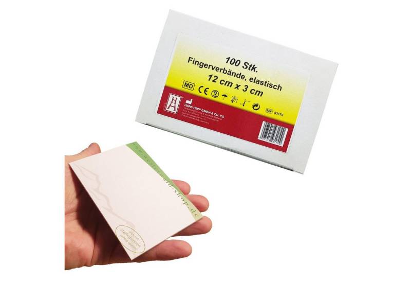 Hans Hepp Wundpflaster varivendo Notizblock + 100 Stück Hans Hepp Fingerverband 12cm x 3cm (Packung, 100 St., Fingerverband), Fingerpflaster Pflasterstrips Fingerstrips Pflaster von Hans Hepp