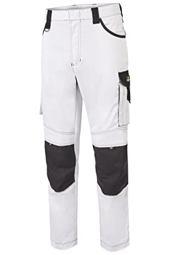 Hans Schäfer Workwear HSW Professional – Lange Arbeitshose für Herren – Modische und leichte Bundhose mit Knietaschen – Strapazierbar und qualitativ – Weiss, 58 von Hans Schäfer Workwear