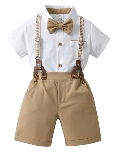Hansber Baby Jungen Anzug 2 Stück Kurzarm Pender Hosen Hosen Abend Hochzeitskleid Anzug Kleid Khaki 80-86 von Hansber