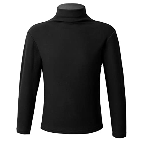 Hansber Jungen Mädchen Langarmshirt Winter Rollkragen Shirt Bequem Unterhemden Pullover Pullunder Oberteil Top Kinder Unisex Freizeitanzug B Schwarz 98-104 von Hansber