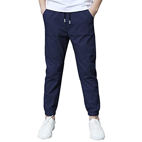 Hansber Kinder Jungen Arbeitshose Einfarbige/Camouflage Tarnhose Cargo Stil Sommerhose Freizeithose Tracksuit Sportanzug Gr. 98-164 S Navy Blau 110-116 von Hansber