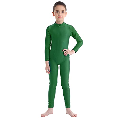 Hansber Kinder Mädchen Ganzkörperanzug Gymnastikanzug Bodysuit Ganzkörper Body Ballett Trikot Turnanzug Tanzbody Sportwear Grün 158-164 von Hansber