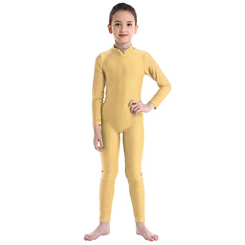 Hansber Kinder Mädchen Ganzkörperanzug Gymnastikanzug Bodysuit Ganzkörper Body Ballett Trikot Turnanzug Tanzbody Sportwear Nude 110-116 von Hansber