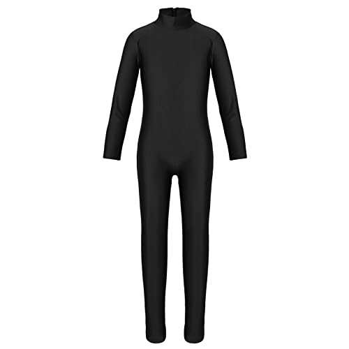 Hansber Kinder Mädchen Ganzkörperanzug Gymnastikanzug Bodysuit Ganzkörper Body Ballett Trikot Turnanzug Tanzbody Sportwear Schwarz 122-128 von Hansber