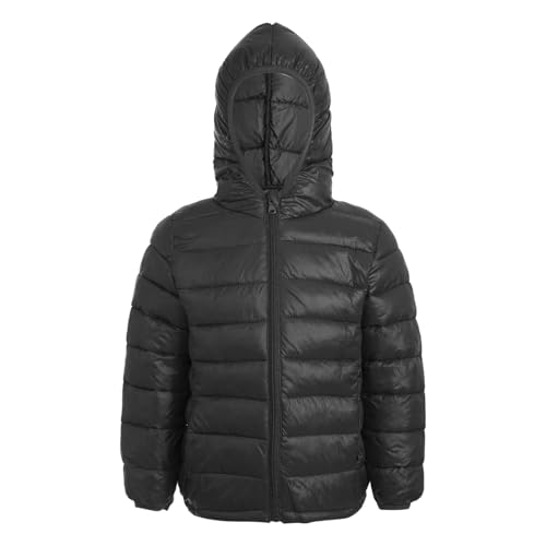 Hansber Unisex Kinder Daunenjacke Mädchen Jungen Pufferjacke Winterjacke Puffer Mantel Winter Kapuze Jacke Kinderjacke Outdoor Outwear Schwarz 146-152 von Hansber