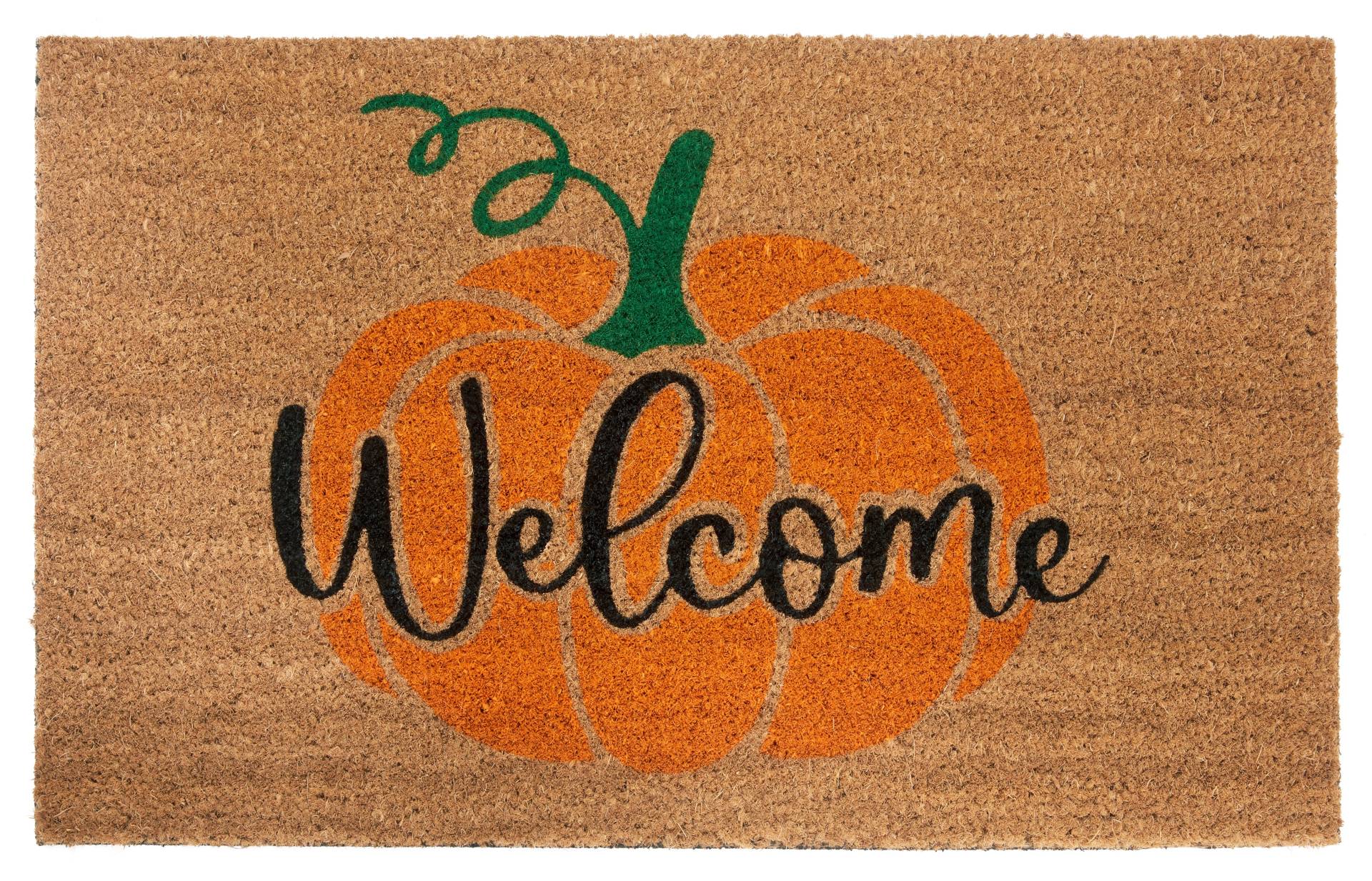 HANSE Home Fußmatte "Mix Mats Kokos Welcome Pumpkin, Türmatte" rechteckig 15 mm Höhe Kokos, Schmutzfangmatte, Outdoor, Rutschfest, Innen, Kokosmatte, Flur von Hanse Home