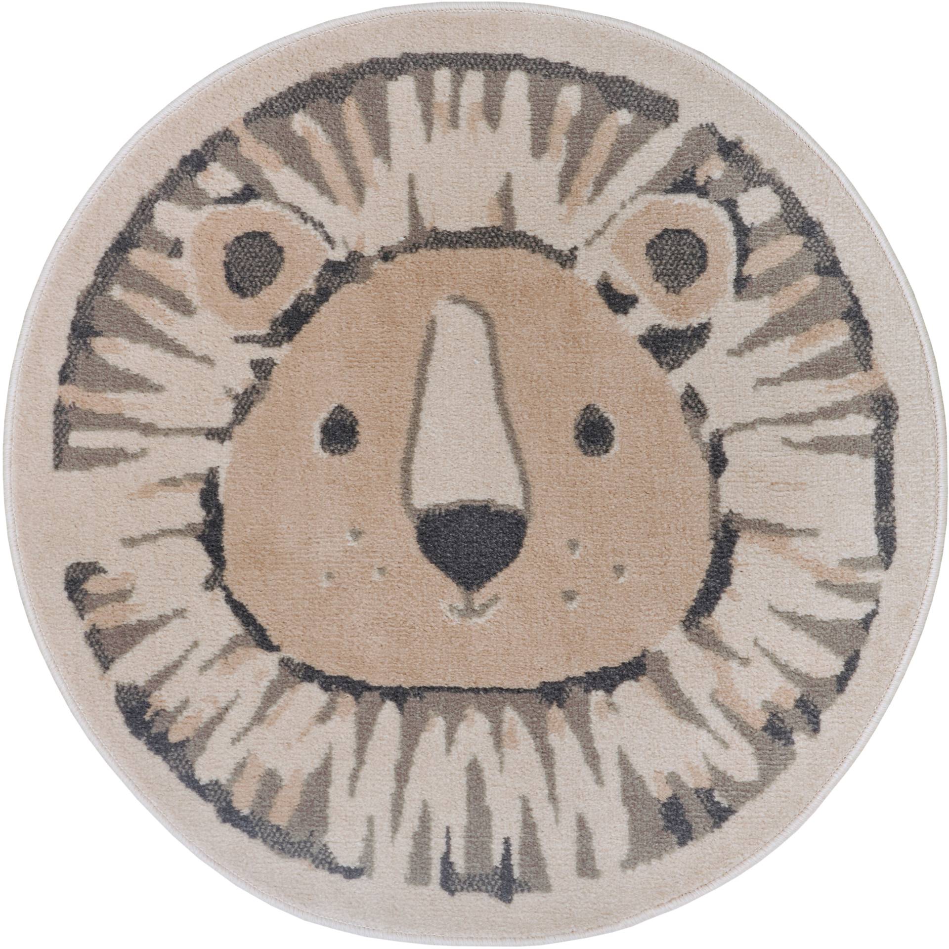 HANSE Home Kinderteppich "Adventures Lion" rund 8 mm Höhe Spielteppich, fest, Kinderzimmer, Kurzflor, Spielunterlage von Hanse Home