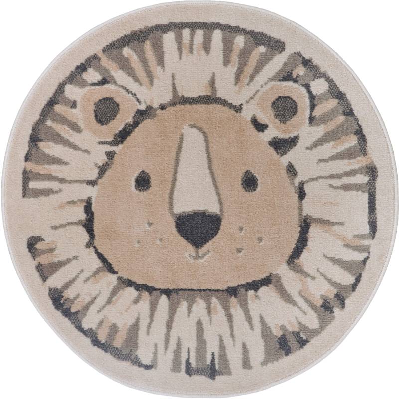 HANSE Home Kinderteppich "Adventures Lion" rund 8 mm Höhe Spielteppich, fest, Kinderzimmer, Kurzflor, Spielunterlage von Hanse Home