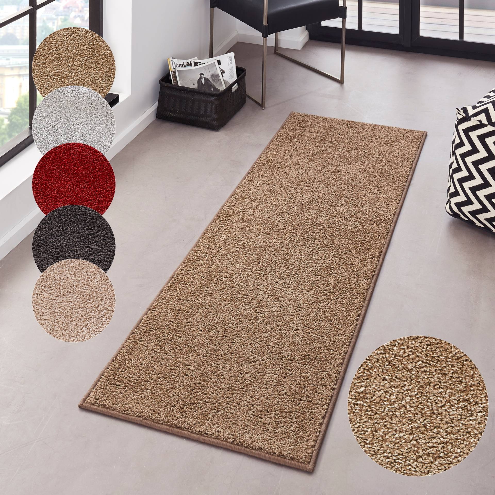 HANSE Home Teppich "Pure 100 Kurzflor", rechteckig, 13 mm Höhe, Kurzflor, uni, umkettelt, Läufer, Wohnzimmer, Kinderzimmer, Flur von Hanse Home