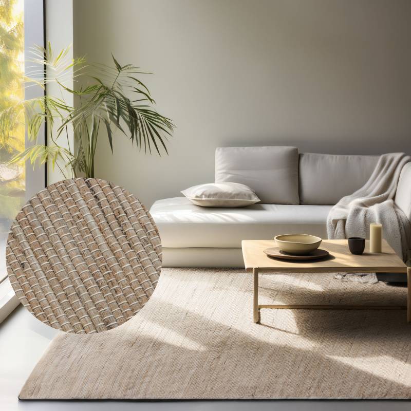 HANSE Home Teppich "Dhaka Juteteppich" rechteckig 5 mm Höhe Läufer, handgewebt, Jute, Wolle, Natur, Wohnzimmer, Flur, Klassisch von Hanse Home