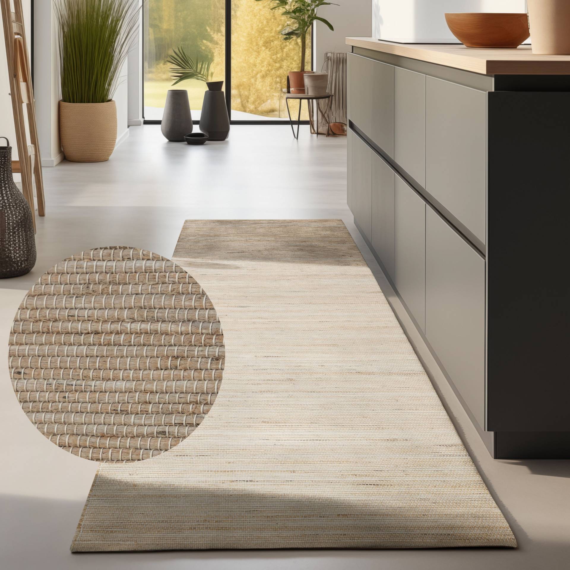 HANSE Home Teppich "Dhaka Juteteppich" rechteckig 5 mm Höhe Läufer, handgewebt, Jute, Wolle, Natur, Wohnzimmer, Flur, Klassisch von Hanse Home