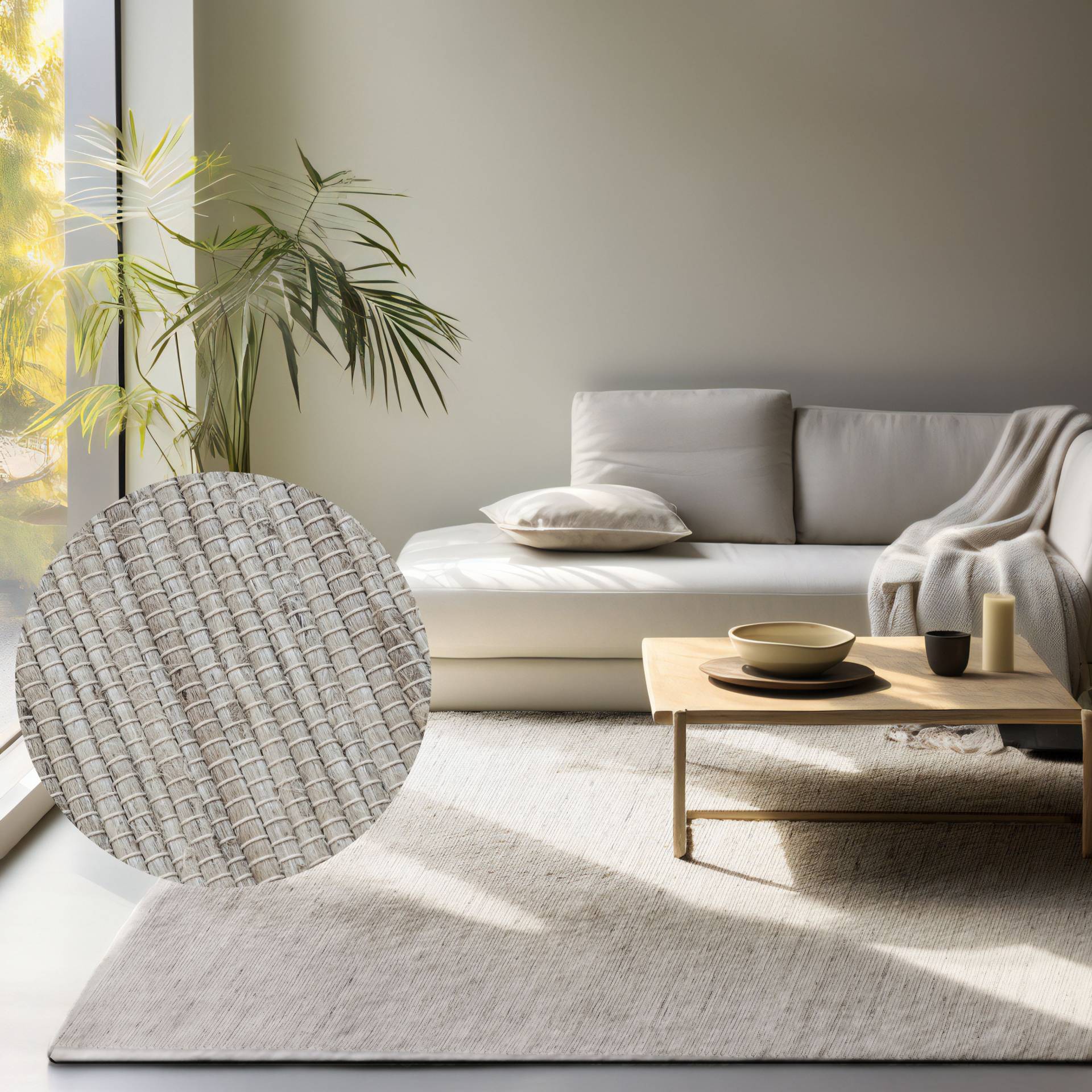 HANSE Home Teppich "Dhaka Juteteppich" rechteckig 5 mm Höhe Läufer, handgewebt, Jute, Wolle, Natur, Wohnzimmer, Flur, Klassisch von Hanse Home