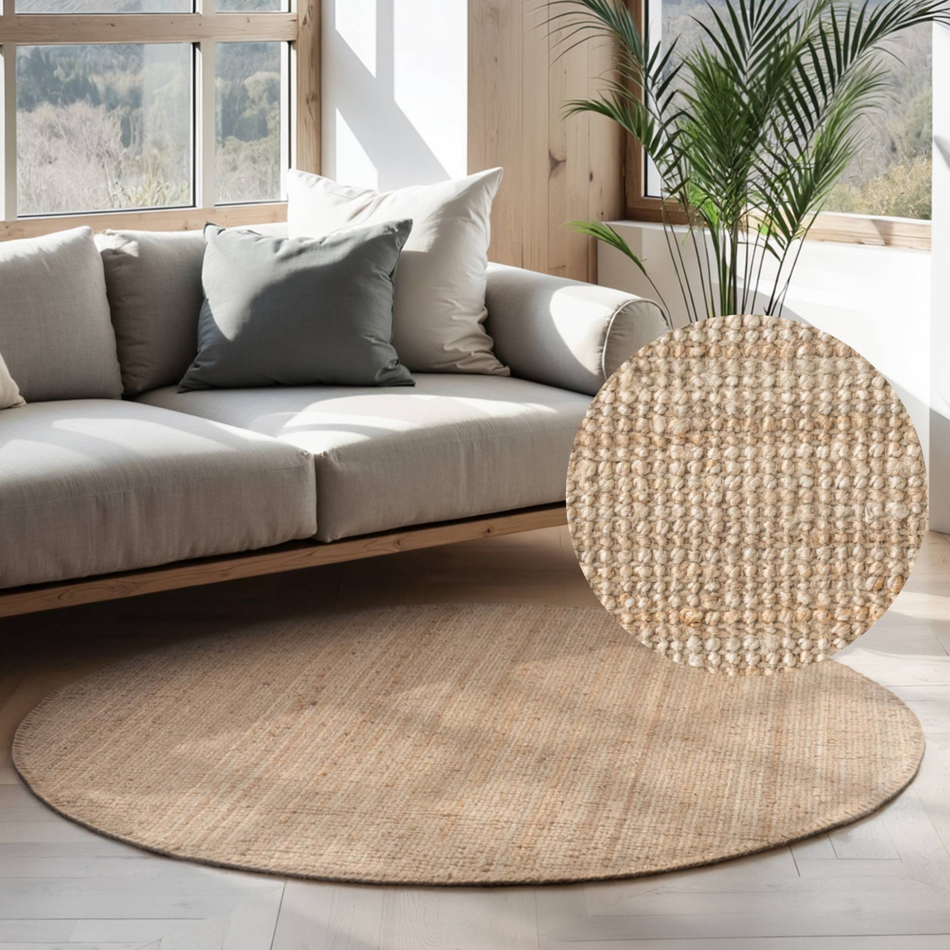 HANSE Home Teppich "Jaipur Juteteppich, als Läufer und in Rund" rechteckig 10 mm Höhe 100% Naturfaser, Wohnzimmer, Esszimmer, Schlafzimmer, GRS von Hanse Home