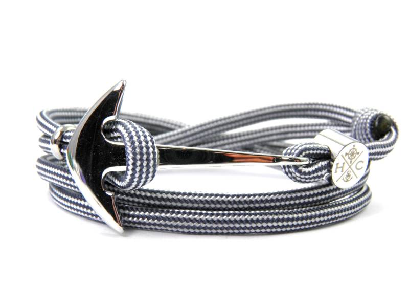 Edelstahl Anker Armband-Wickelarmband-Verstellbar-Frauen, Männer, Kinder Armband-Surfer-Maritim-Handmade-Navy Blue & White Stripes von HanseCharms