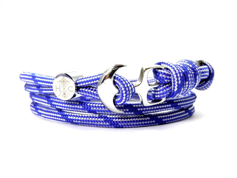 Edelstahl Anker Armband-Wickelarmband-Verstellbar-Surfer Armband-Aus Us Paracord Iii-Unisex-Dizzy Blue von HanseCharms