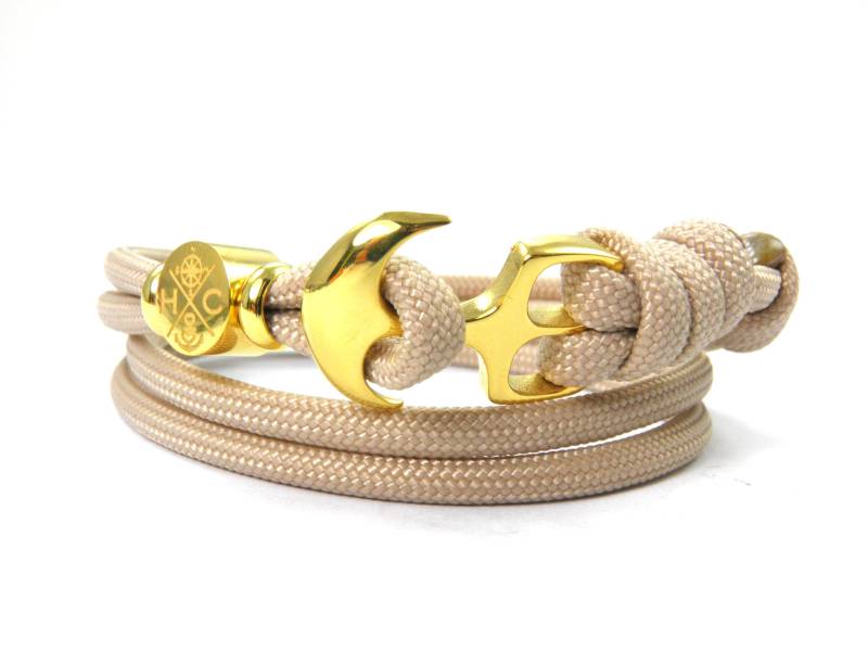 Edelstahl Anker Armband-Wickelarmband-Verstellbar-Surfer Armband-Aus Us Paracord Iii-Unisex-Mocca von HanseCharms